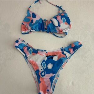blue & pink bikini set size medium